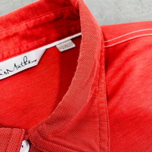 Travis Mathew Polo Shirt Men Large Pink Red Short Sleeve Pima Cotton Blend Solid - Picture 4 of 8